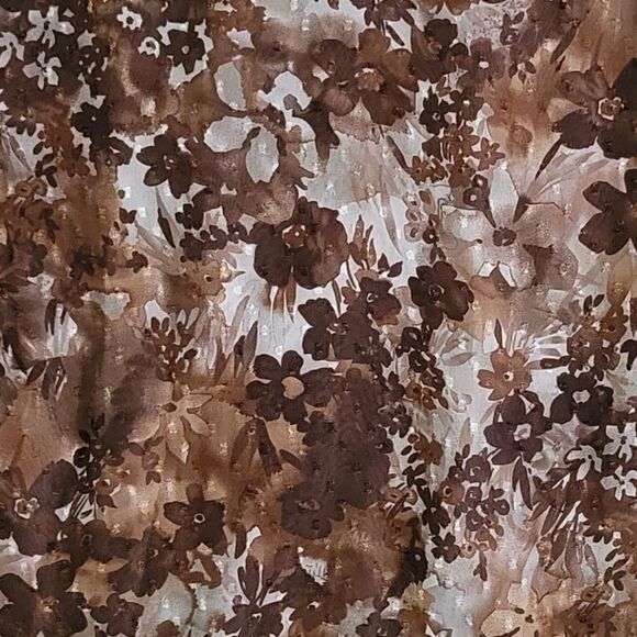 Coldwater Creek Women's Pintuck Brown Floral Blouse - Picture 11 of 15